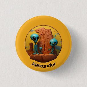 Badge Rond 2,50 Cm Famille extraterrestre