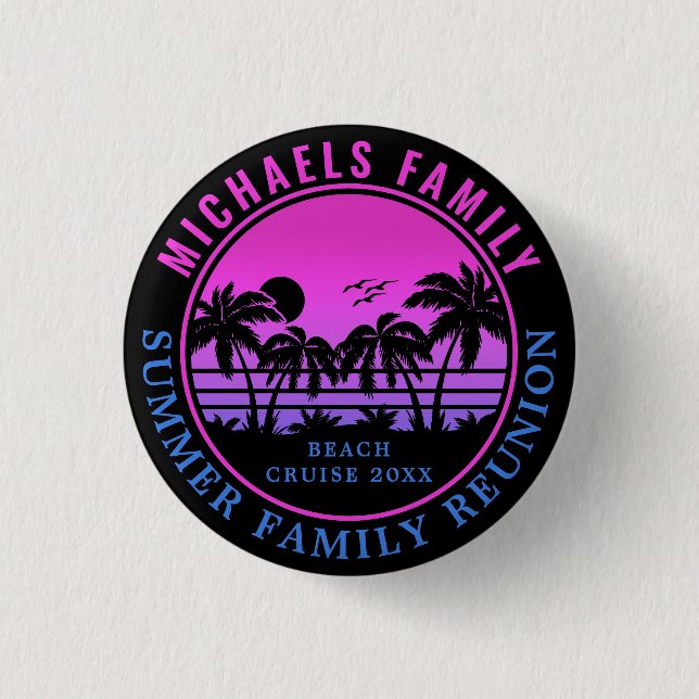 Badge Rond 2,50 Cm Famille Reunion Beach Cruise Sunset Vacation 60s (Devant)