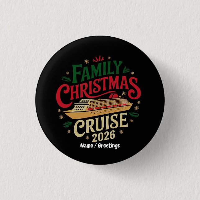 Badge Rond 2,50 Cm Family Christmas Cruise Holiday Travel Celebration (Devant)