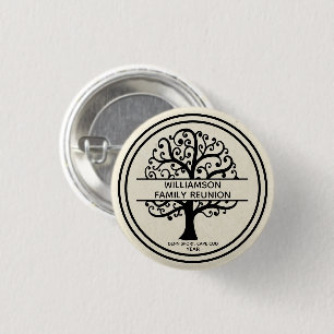 Badge Rond 2,50 Cm Family Tree Reunion Black Modern Drawing