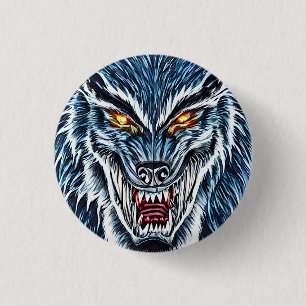 Badge Rond 2,50 Cm Fantaisie de loup-garou d'hiver Art d'horreur somb