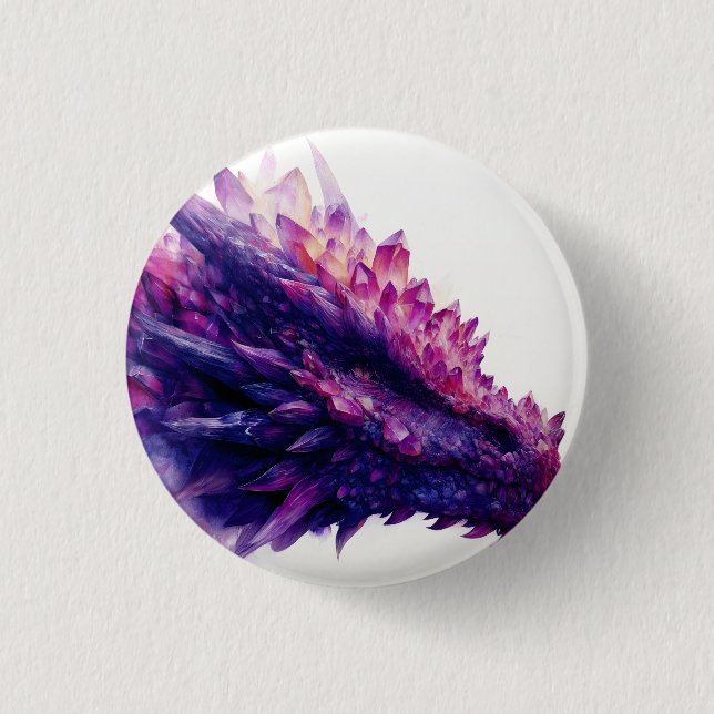 Badge Rond 2,50 Cm Fantastique Créature Mystique Améthyste Dragon (Devant)