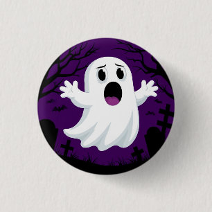 Badge Rond 2,50 Cm Fantôme de dessin animé adorable dans un Halloween