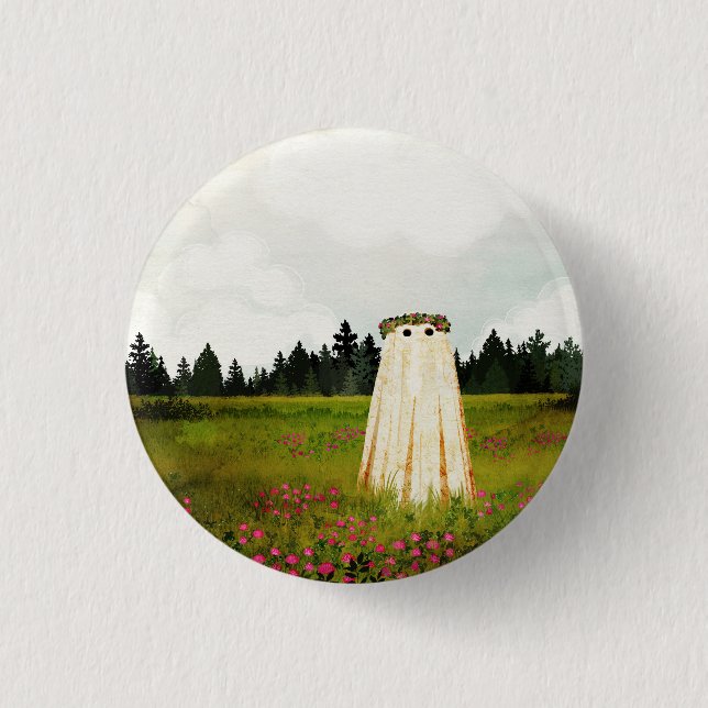 Badge Rond 2,50 Cm Fantôme de trèfle rouge (Devant)