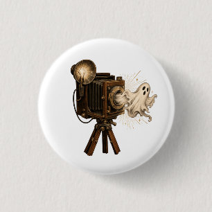 Badge Rond 2,50 Cm Fantôme effrayant d'Halloween émergeant d'un appar