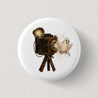 Badge Rond 2,50 Cm Fantôme effrayant d'Halloween émergeant d'un appar