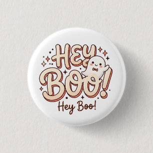 Badge Rond 2,50 Cm Fantôme Rétro "Hey Boo!"