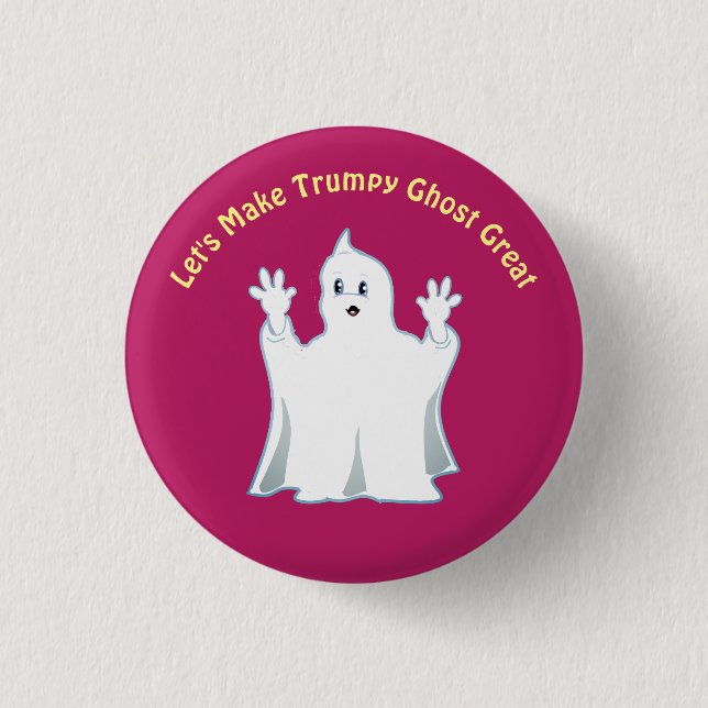Badge Rond 2,50 Cm Fantôme Trumpy Mignon Radieux (Devant)