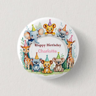 Badge Rond 2,50 Cm Far One mignonne Jungle Animal anniversaire enfant