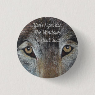 Badge Rond 2,50 Cm faune réaliste de yeux de loups peignant le loup