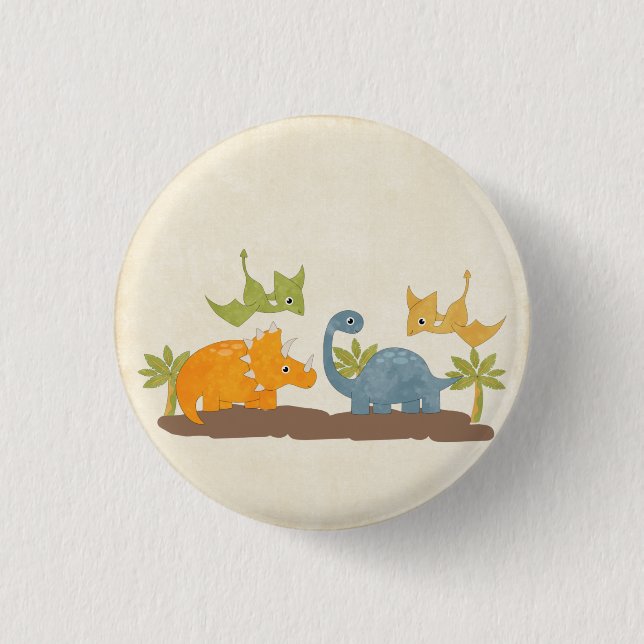 Badge Rond 2,50 Cm Faune sauvage de Cute Dinosaure (Devant)