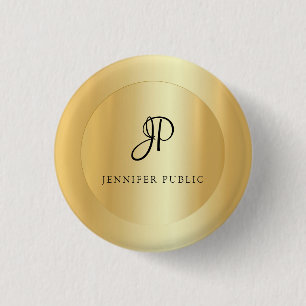 Badge Rond 2,50 Cm Faux Gold Elegant Ajouter Votre Nom Modèle