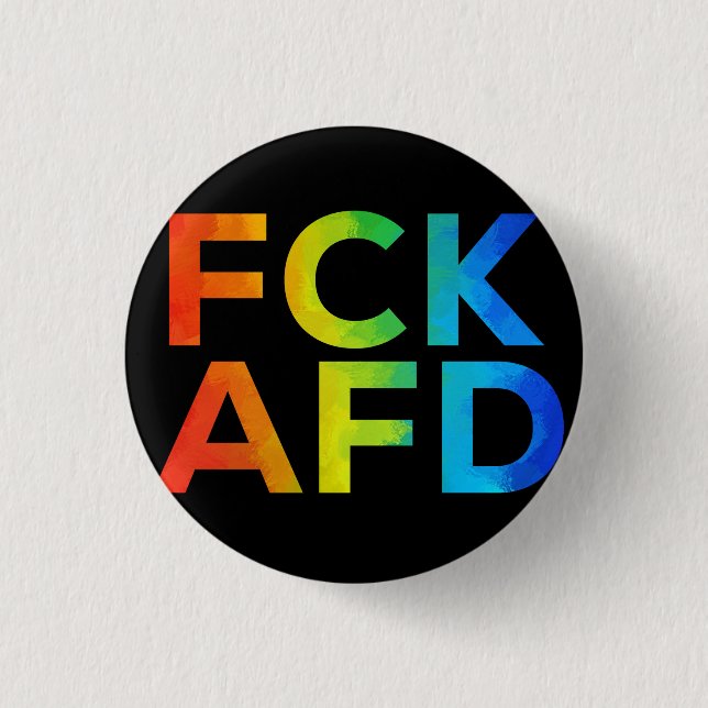 Badge Rond 2,50 Cm FCK AFD Regenbogen auf Schwarz (Devant)