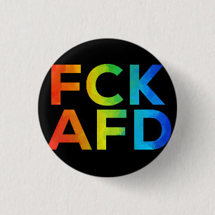 Badge Rond 2,50 Cm FCK AFD Regenbogen auf Schwarz