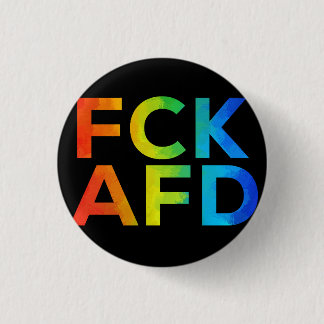 Badge Rond 2,50 Cm FCK AFD Regenbogen auf Schwarz