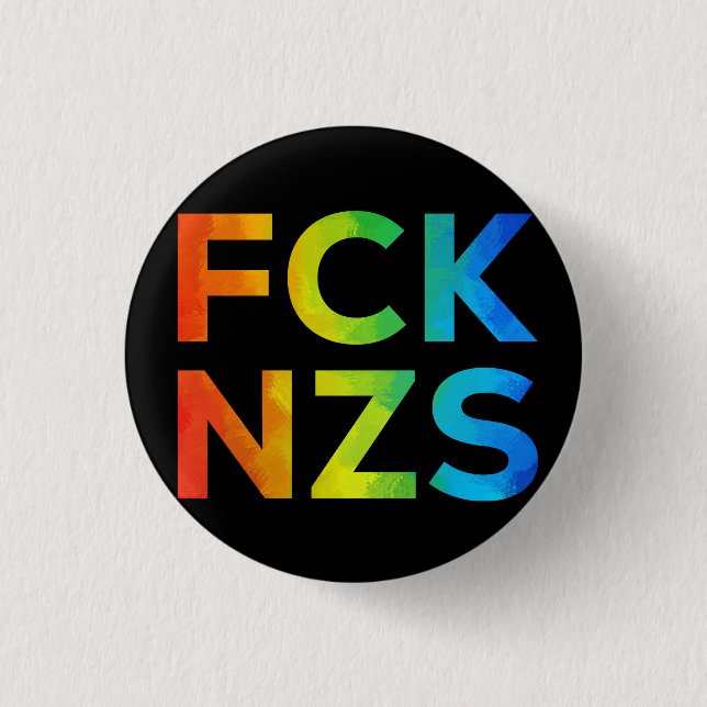 Badge Rond 2,50 Cm FCK NZS Regenbogen auf schwarz (Devant)