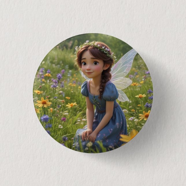 Badge Rond 2,50 Cm Fée dans le pré (Devant)