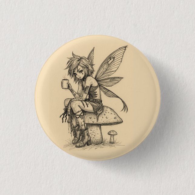 Badge Rond 2,50 Cm Fée du café (Devant)