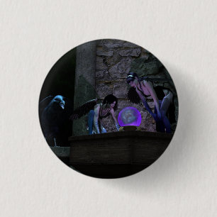 Badge Rond 2,50 Cm Fées corneilles curieuses