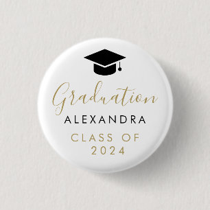 Badge Rond 2,50 Cm Félicitations Black Gold Graduation