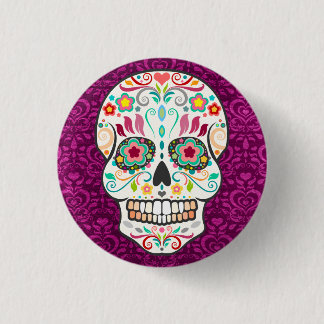 Badge Rond 2,50 Cm Feliz Muertos - Happy Sugar Skull Button Pin