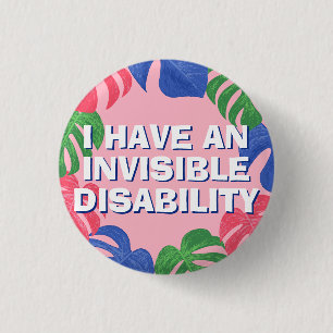 Badge Rond 2,50 Cm Feminine rose Feuilles Tropical Invisible Handicap