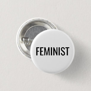 Badge Rond 2,50 Cm Feministe noir et blanc moderne