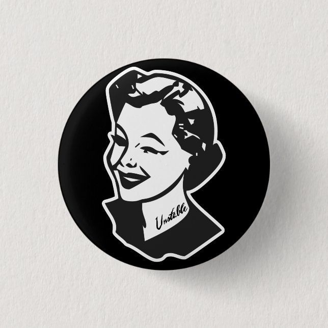 Badge Rond 2,50 Cm Femme au foyer tatouée - instable (Devant)