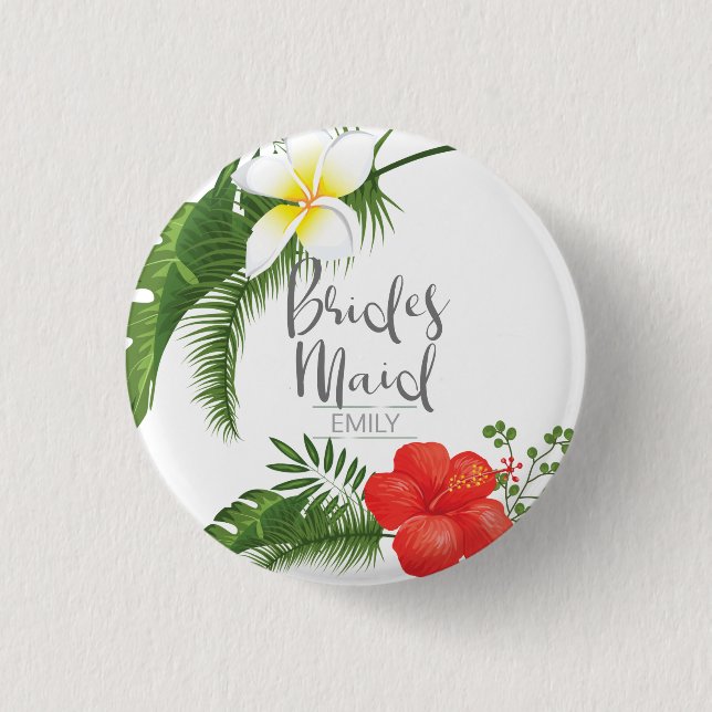 Badge Rond 2,50 Cm Femme d'honneur florale tropicale ID475 (Devant)
