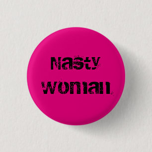 Badge Rond 2,50 Cm Femme méchante - texte noir sale sur des roses