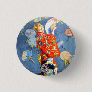 Badge Rond 2,50 Cm Femme Monet en costume japonais