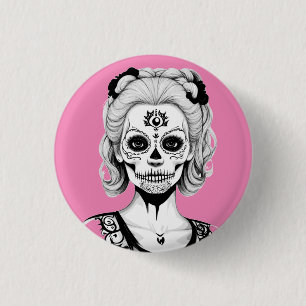 BADGE ROND 2,50 CM FEMME SKULLHEAD