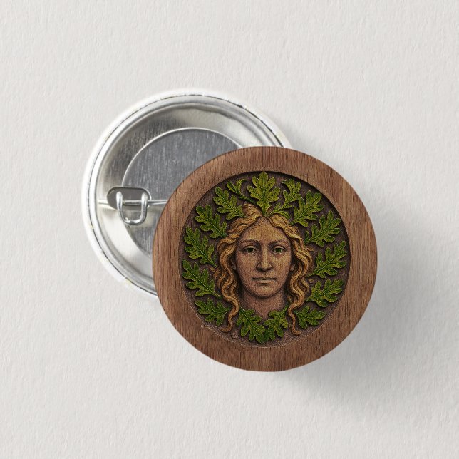 Badge Rond 2,50 Cm Femme verte - Bois (Devant & derrière)