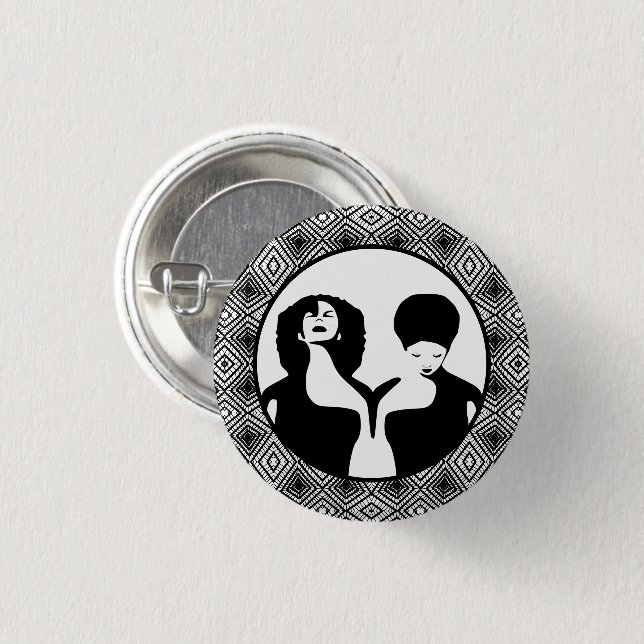 Badge Rond 2,50 Cm Femmes noires afrocentriques et Abstraites (Devant & derrière)