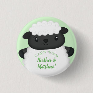 Badge Rond 2,50 Cm Ferme de Baby showers à moutons