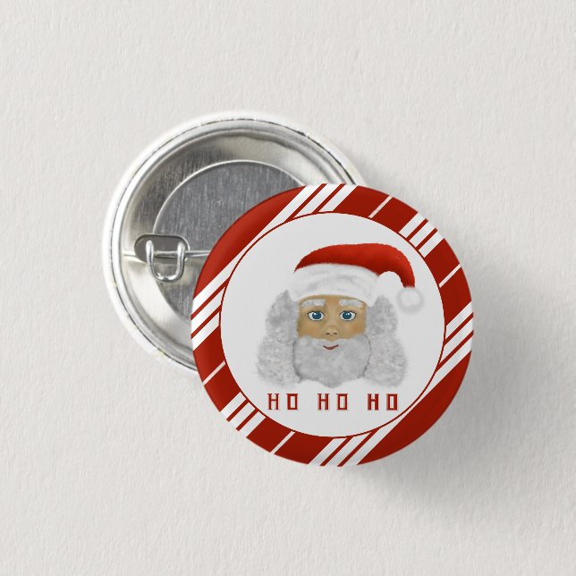 Badge Rond 2,50 Cm Festif Père Noël HO HO (Devant & derrière)