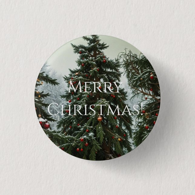 Badge Rond 2,50 Cm Festive fir trees decorated with garlands  (Devant)