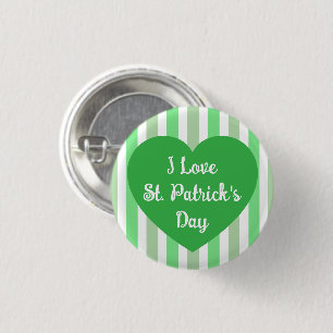 Badge Rond 2,50 Cm Festive St. Patrick's Day Green Striped Heart