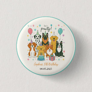 Badge Rond 2,50 Cm Fête d'anniversaire 5 ans garçon Chiots Mignons