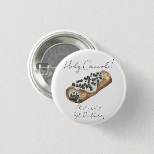Badge Rond 2,50 Cm Fête d'anniversaire de 1 an Cannoli à l'aquarelle