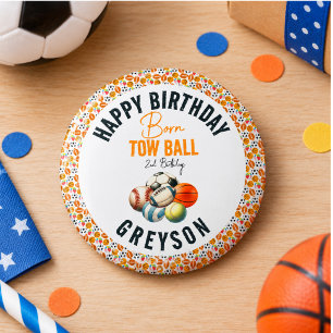 Badge Rond 2,50 Cm Fête d'anniversaire de 2 ans sur le thème du sport