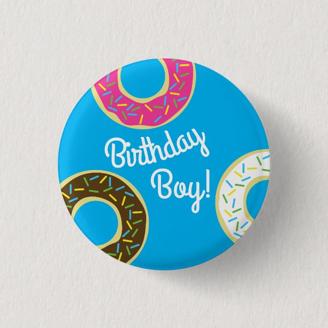 Badge Rond 2,50 Cm Fête d'anniversaire de Donut (Devant)