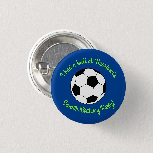 Badge Rond 2,50 Cm Fête d'anniversaire de football (Devant & derrière)