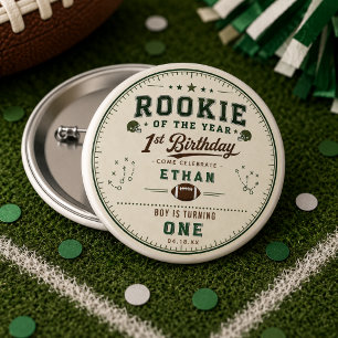 Badge Rond 2,50 Cm Fête d'anniversaire de Football Green Recrue 1ère