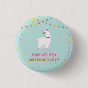Badge Rond 2,50 Cm Fête d'anniversaire de Llama