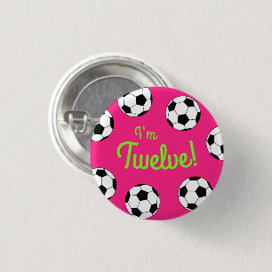 Badge Rond 2,50 Cm Fête d'anniversaire de sport de football rose