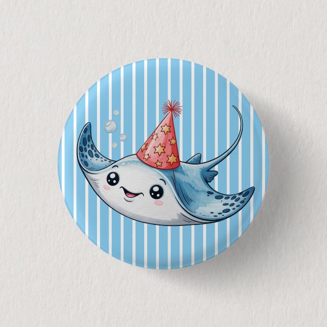 Badge Rond 2,50 Cm fête d'anniversaire de Stingray (Devant)