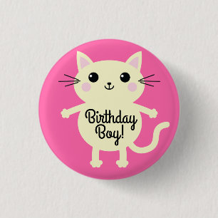 Badge Rond 2,50 Cm Fête d'anniversaire du chat