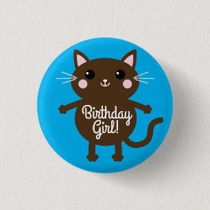 Badge Rond 2,50 Cm Fête d'anniversaire du chat