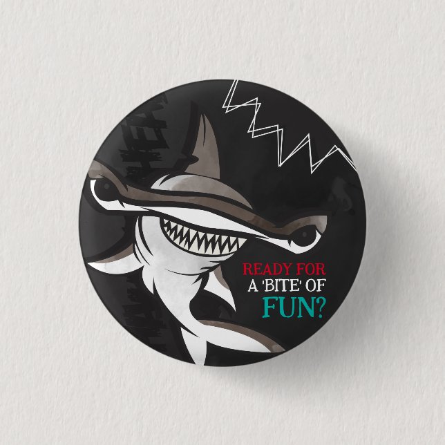 Badge Rond 2,50 Cm Fête d'anniversaire du requin marteau (Devant)
